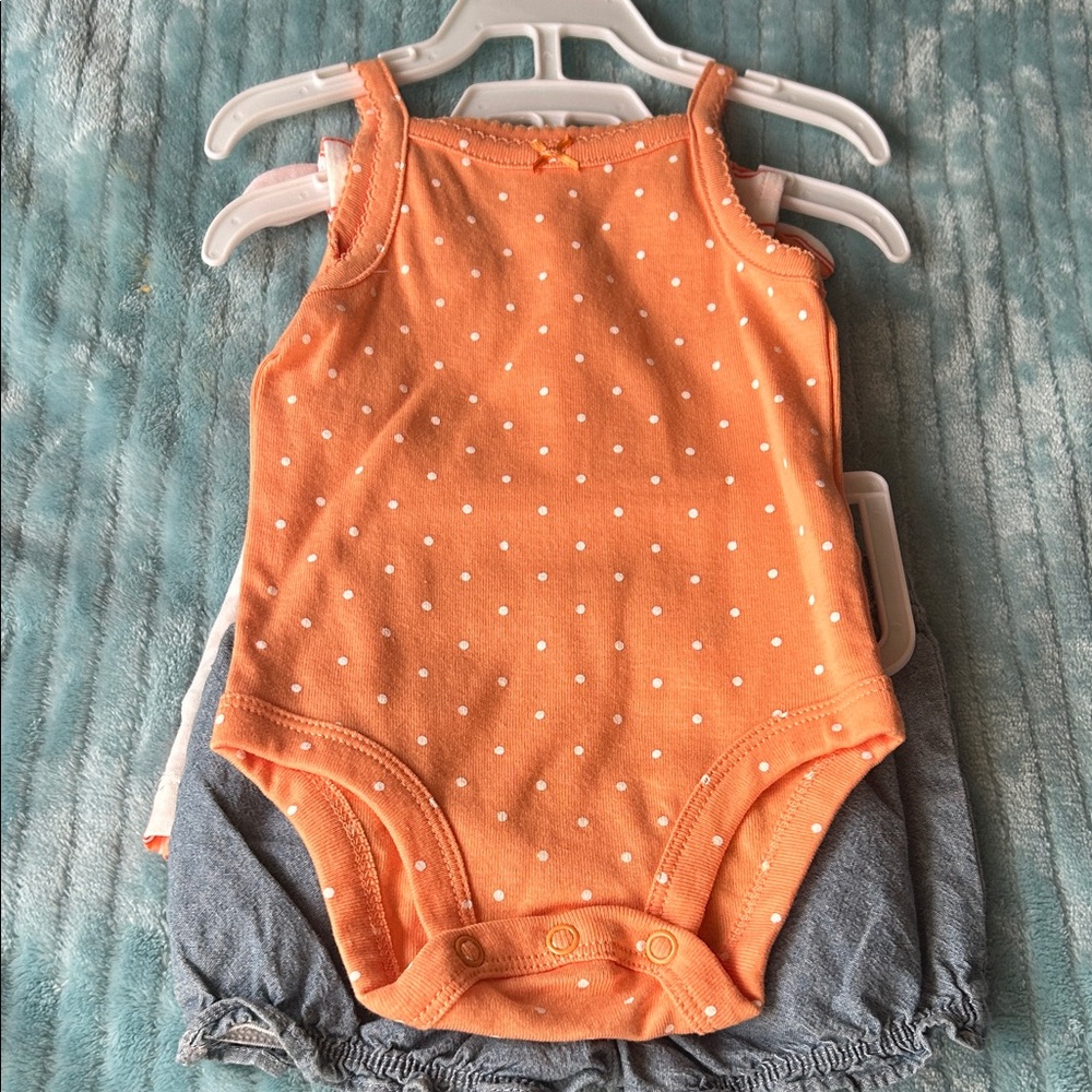 Carter's Orange and White Polka Dot Bodysuit